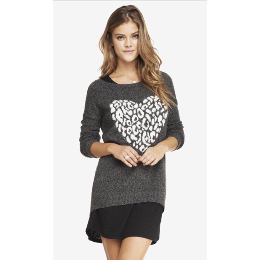 Express fuzzy sweater gray